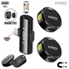 Microfone Lapela Magnético sem Fio Duplo Tipo C KMF4-C Kaidi
